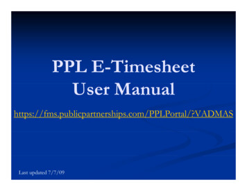 PPL EPPL E--Timesheet Timesheet UM LUser Manual