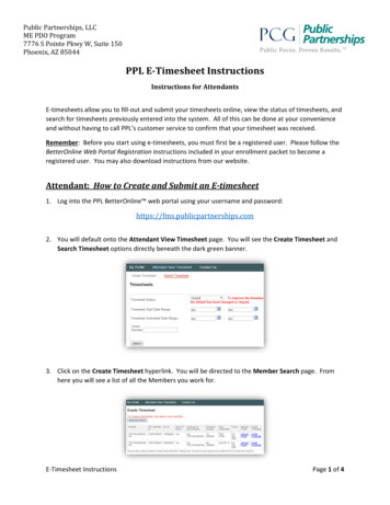 PPL E-Timesheet Instructions - Public Partnerships