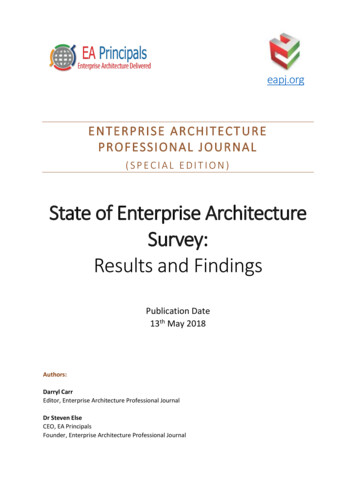 State Of Enterprise Architecture Survey: Results And Findings