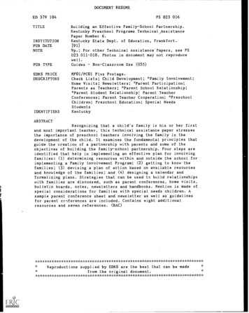 DOCUMENT RESUME ED 379 104 PS 023 016 TITLE Building 