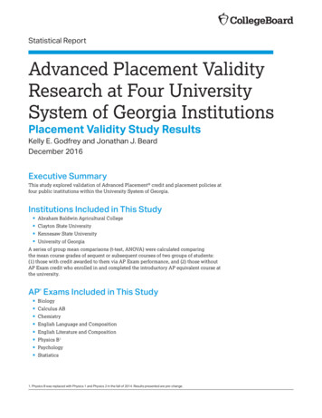 Advanced Placement Validity Research At Four University .