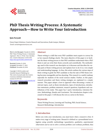 PhD Thesis Writing Process: A Systematic Approach—How To .