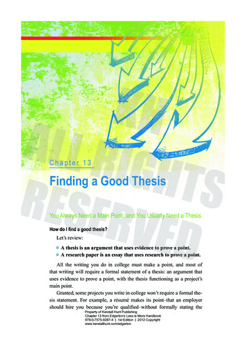 Chapter 13 Finding A Good Thesis - Higher Education