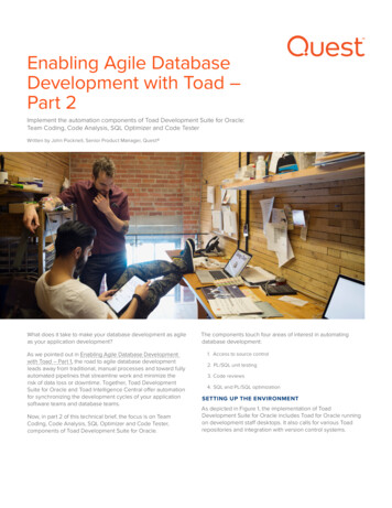 Enabling Agile Database Development With Toad – Part 2