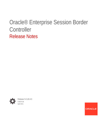 Controller Oracle Enterprise Session Border Release Notes