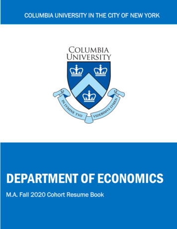DEPARTMENT OF ECONOMICS - Columbia University