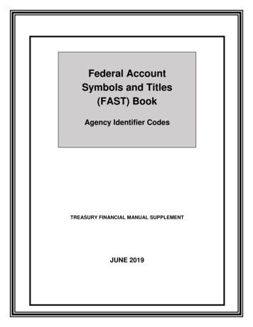 FEDERAL ACCOUNT SYMBOLS AND TITLES - Treasury