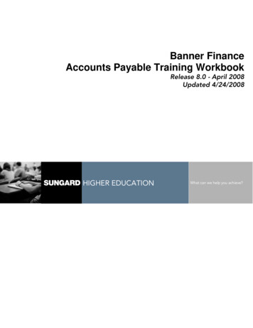Banner Finance Accounts Payable Training Workbook