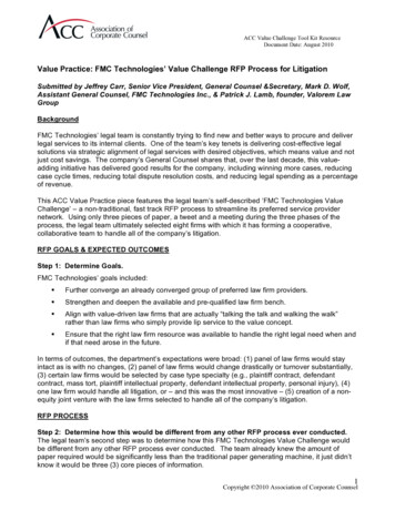 FMC Technologies Value Challenge RFP Process For Litigation