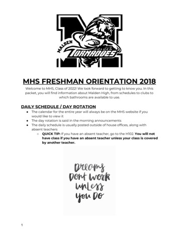 MHS FRESHMAN ORIENTATION 2018 - Malden Public Schools