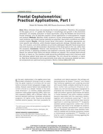 Frontal Cephalometrics: Practical Applications, Part I