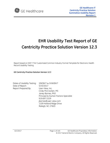 EHR Usability Test Report Of GE Centricity Practice .