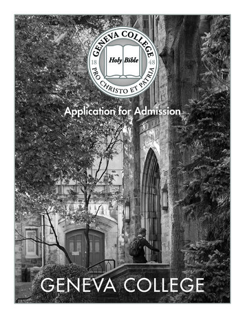 Geneva Application - Geneva College