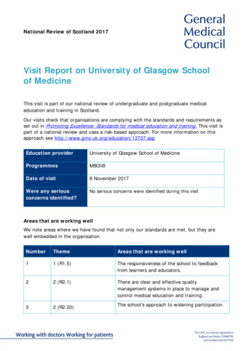 Visit Report On University Of Glasgow School Of Medicine - GMC