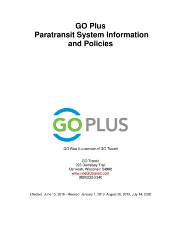 GO Plus Paratransit System Information And Policies