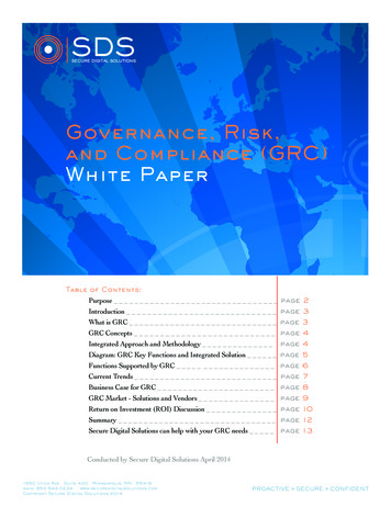 Governance, Risk, And Compliance (GRC) White Paper