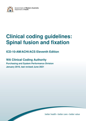Clinical Coding Guidelines: Spinal Fusion And Fixation