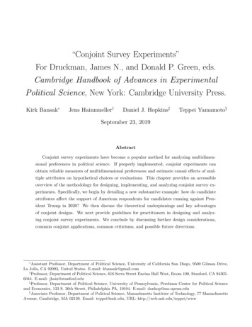 Conjoint Survey Experiments For Druckman, James N., And .