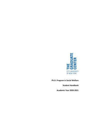 Ph.D. Program In Social Welfare Student Handbook Academic .