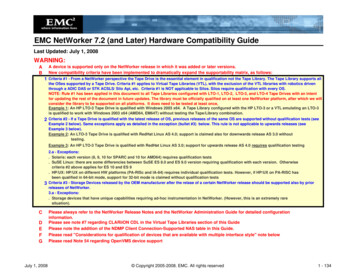 EMC NetWorker 7.2 (and Later) Hardware Compatibility 