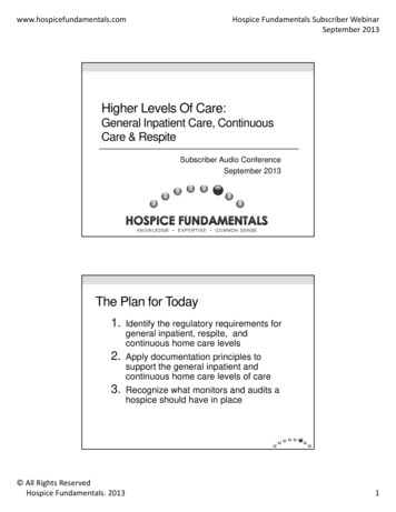 Higher Levels Of Care V2 Handouts - Hospice Fundamentals