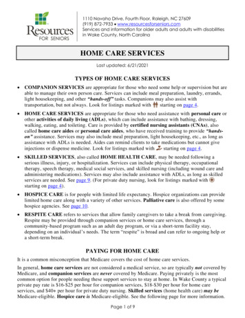 HOME CARE SERVICES - Resources For Seniors