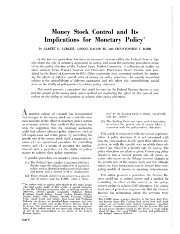 Money Stock Control And Its Implications For Monetary 