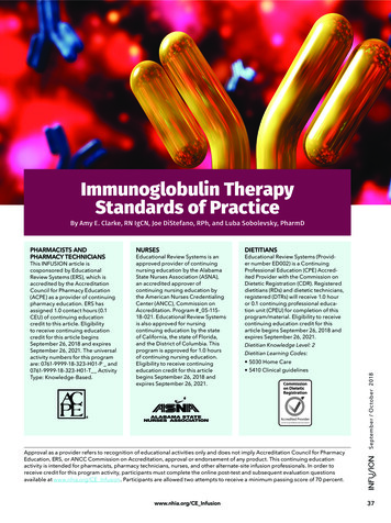 Immunoglobulin Therapy Standards Of Practice