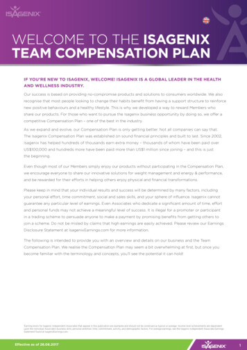 WELCOME TO THE ISAGENIX TEAM COMPENSATION PLAN