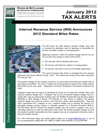 Internal Revenue Service (IRS) Announces 2012 Standard .