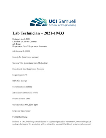 Lab Technician – 2021-19433 - Engineering.uci.edu
