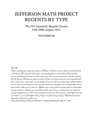 JEFFERSON MATH PROJECT REGENTS BY TYPE - JMAP