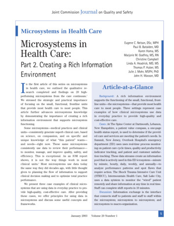 Microsystems In Health Care Microsystems In Health Care