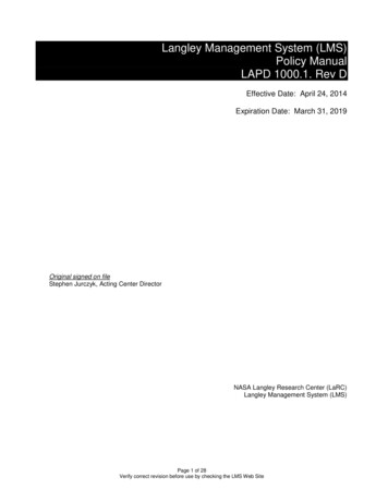 Langley Management System (LMS) Policy Manual LAPD 