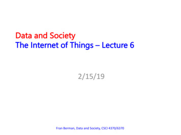 Data And Society The Internet Of Things Lecture 6