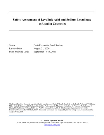 Safety Assessment Of Levulinic Acid And Sodium Levulinate .