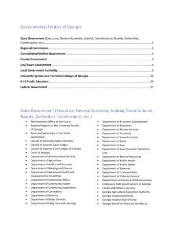 Governmental Entities Of Georgia - Georgia Department Of .