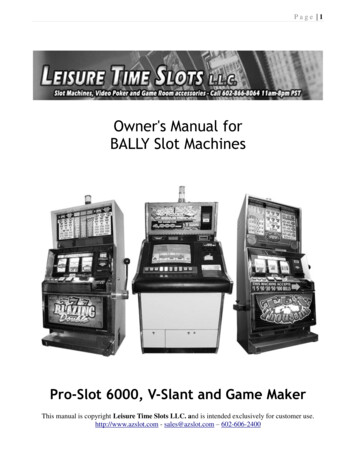 Owner's Manual For BALLY Slot Machines - AZSlot 