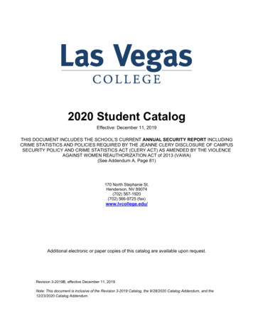 2020 Student Catalog - Las Vegas College