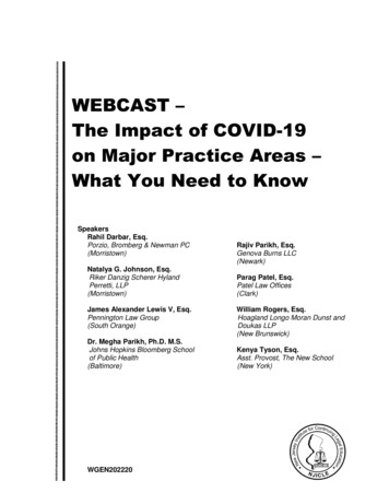 WEBCAST The Impact Of COVID-19 On Major Practice Areas .