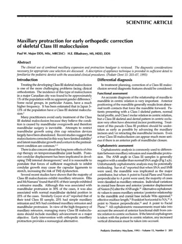 SCIENTIFIC ARTICLE Maxillary Protraction For Early .