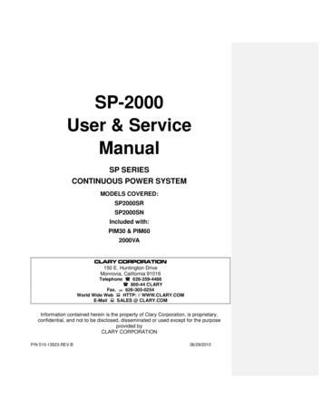 SP-2000 User & Service Manual - Clary