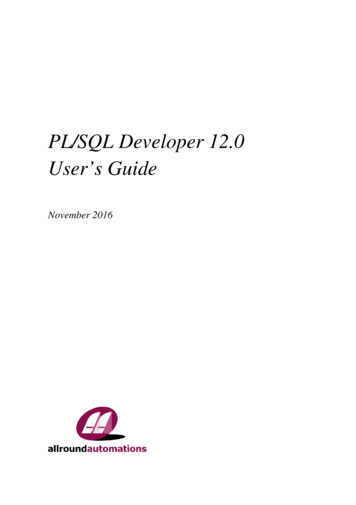 PL/SQL Developer 12.0 User’s Guide - ComponentSource
