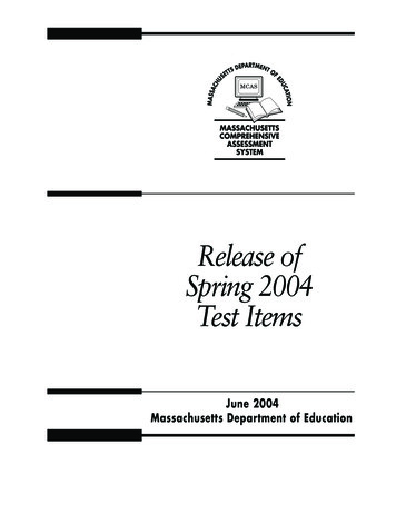 Release Of Spring 2004 Test Items - Brockton Public Schools