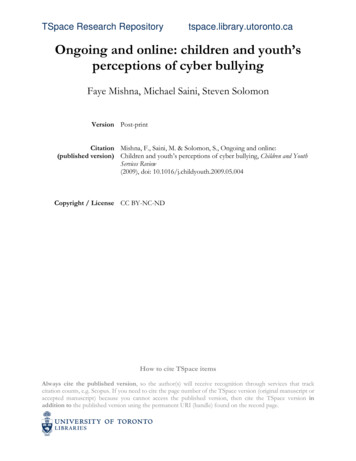 Ongoing And Online: Children And Youth's Perceptions Of .