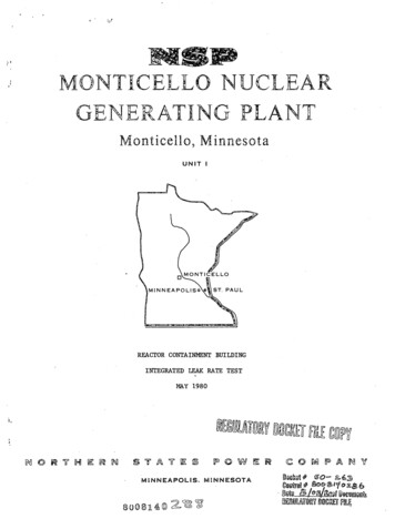 MONTICELLO NUCLEAR GENERATING PLANT