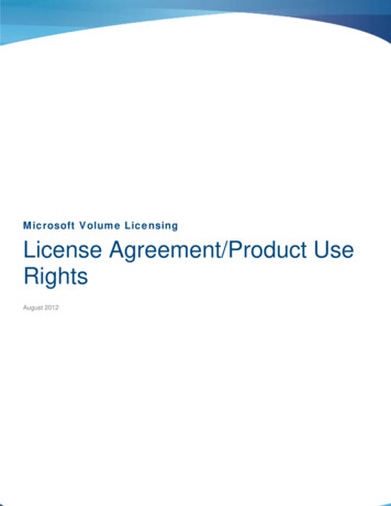 Microsoft Volume Licensing License Agreement/Product 