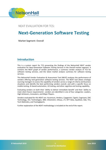 NEAT EVALUATION FOR TCS: Next-Generation Software Testing