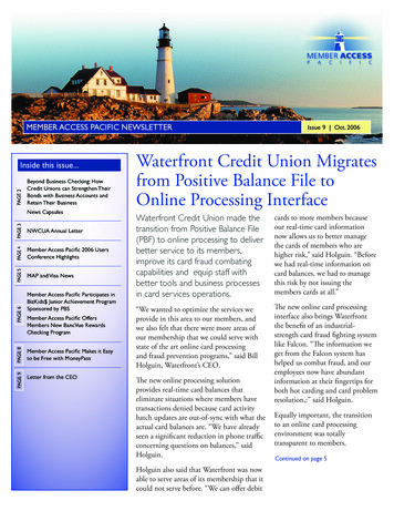 Inside This Issue Waterfront Credit Union Migrates From .