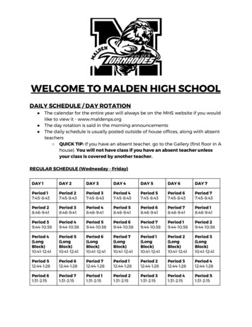 W E L C O M E TO M A L D E N H IG . - Malden Public Schools